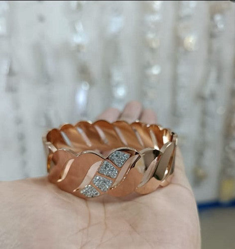 Rose Gold Stainless Steel Textured Bracelet