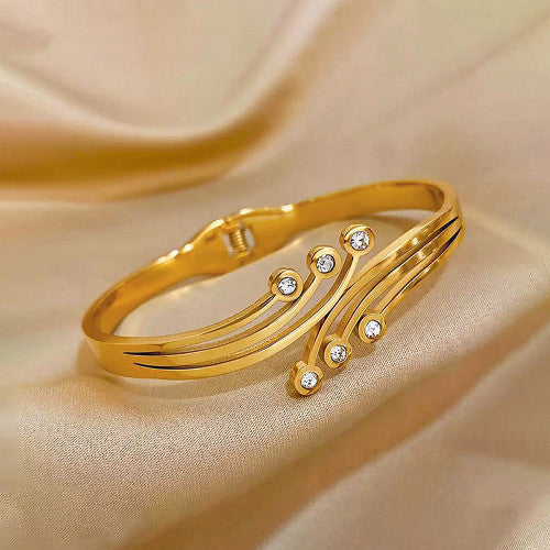 Gold Stainless Steel Contemporary Geometric Bracelet