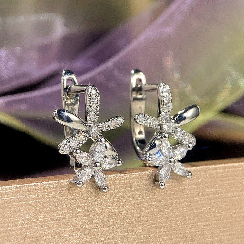 Silver Dual Star CZ Clip-On Earrings