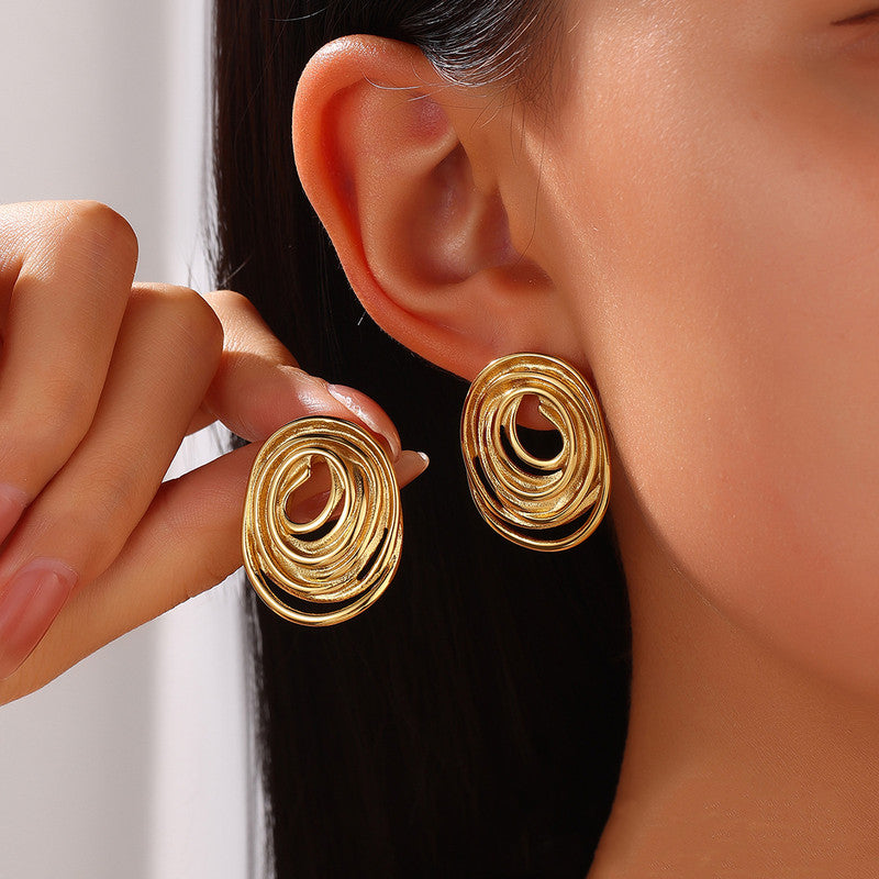 Molten Orbit Abstract Studs | 18k Gold Anti-Tarnish Sculptural Earrings