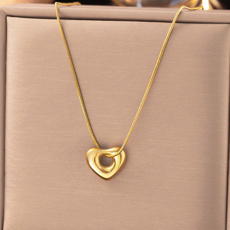 Chunky Open Heart Snake Chain Necklace