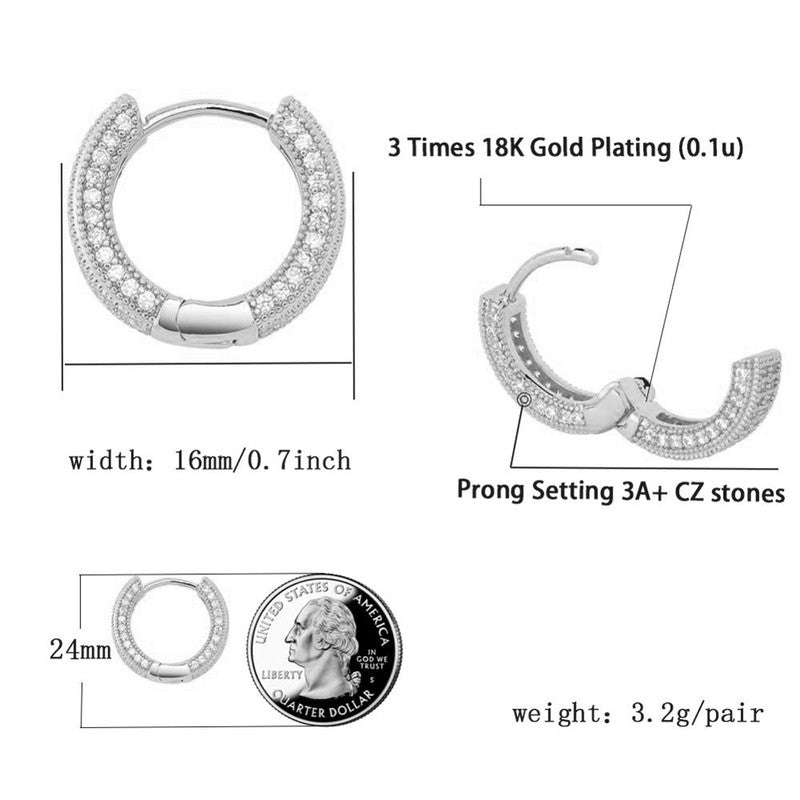 Dainty Pavé Zirconia Huggie Hoop Earrings