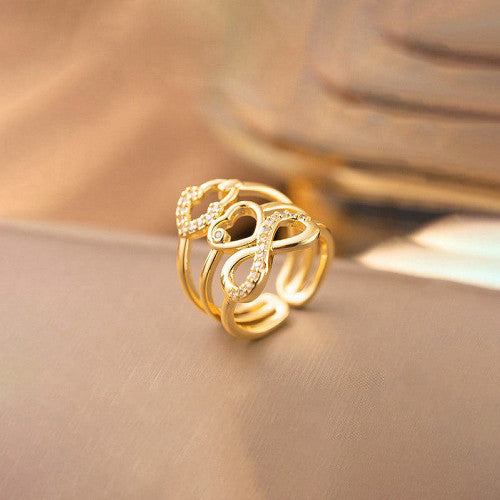 Gold Stainless Steel Infinity Heart Ring