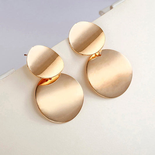 Gold Elegant Circular Drop Earrings