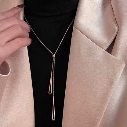 Elegant Rose Gold Dual Drop Pendant Necklace – Anti-Tarnish Stainless Steel