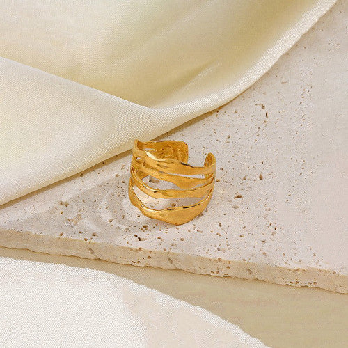 Gold Stainless Steel Adjustable Contemporary Ring