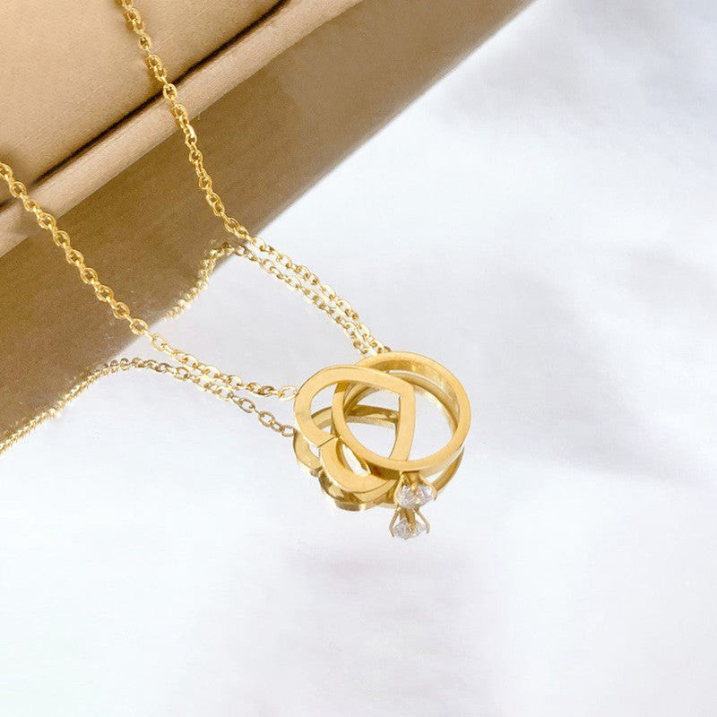 Gold Heart-Themed Pendant Chain
