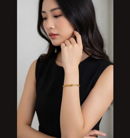 Gold Stainless Steel Nail-Shaped Kada