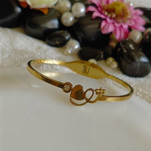 Gold Stainless Steel Heart-Shaped Kada