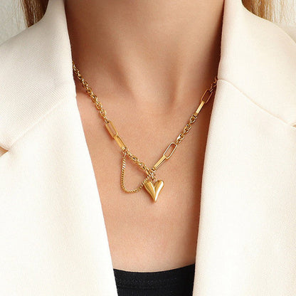 Gold Heart-Themed Rope Chain Necklace