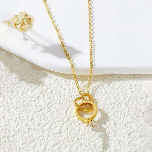 Gold Heart-Themed Pendant Chain