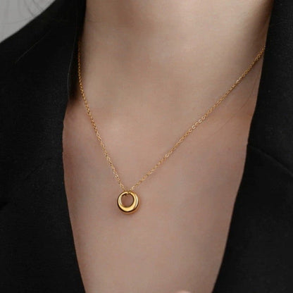 Gold Geometric Circle Pendant Chain