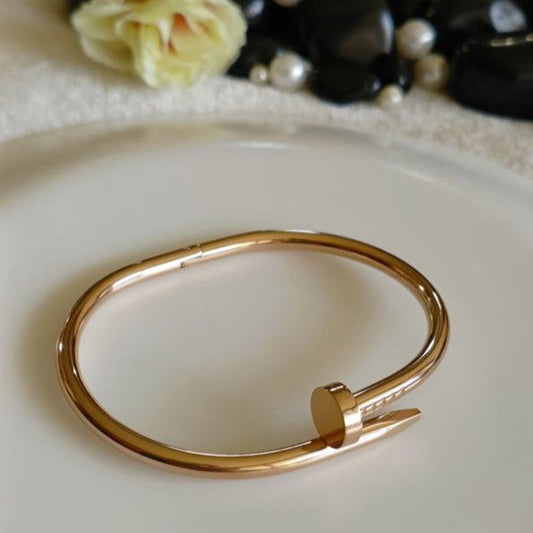 Gold Stainless Steel Nail-Shaped Kada