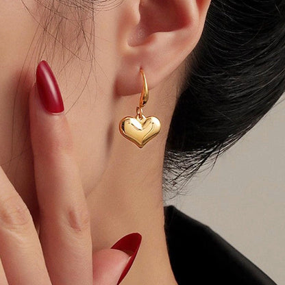 Gold Plated Anti Tarnish Heart-Themed Drop Earrings