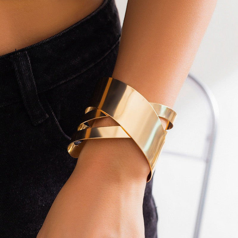 Gold Contemporary Wide Cuff Bracelet