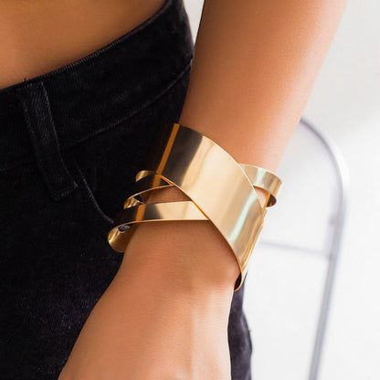 Gold Contemporary Wide Cuff Bracelet