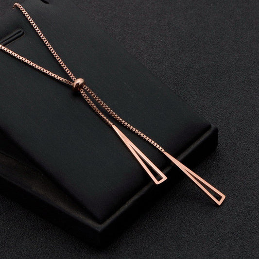 Elegant Rose Gold Dual Drop Pendant Necklace – Anti-Tarnish Stainless Steel