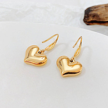 Gold Plated Anti Tarnish Heart-Themed Drop Earrings
