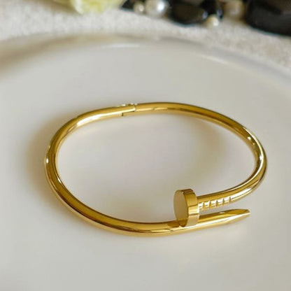 Gold Stainless Steel Nail-Shaped Kada