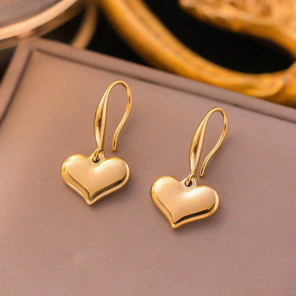 Gold Plated Anti Tarnish Heart-Themed Drop Earrings