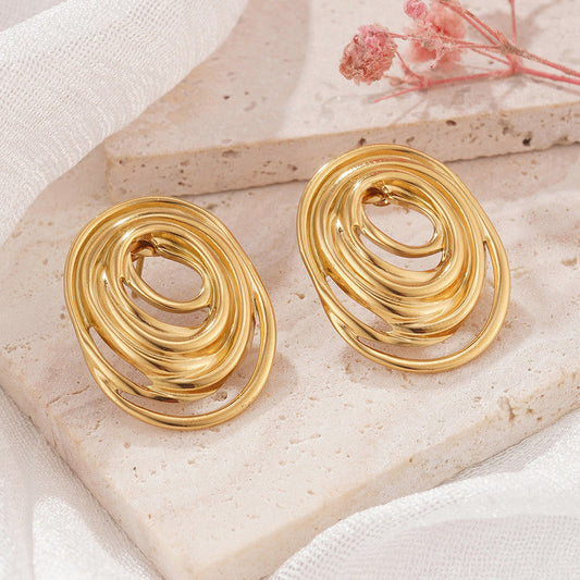 Molten Orbit Abstract Studs | 18k Gold Anti-Tarnish Sculptural Earrings
