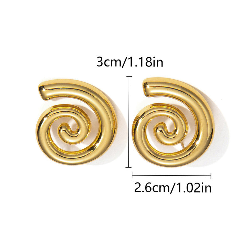 18K Gold Abstract Spiral Stud Earrings – Waterproof & Anti-Tarnish Stainless Steel