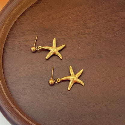 The "Serena" Vintage Starfish Shell Earrings | 18K Gold PVD Plated & Anti-Tarnish