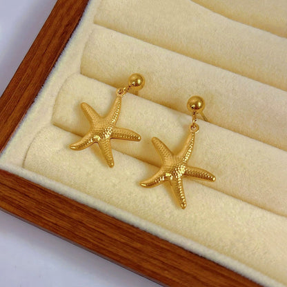 The "Serena" Vintage Starfish Shell Earrings | 18K Gold PVD Plated & Anti-Tarnish