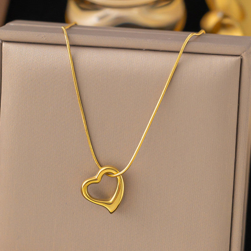 Molten Open Heart Snake Chain Necklace