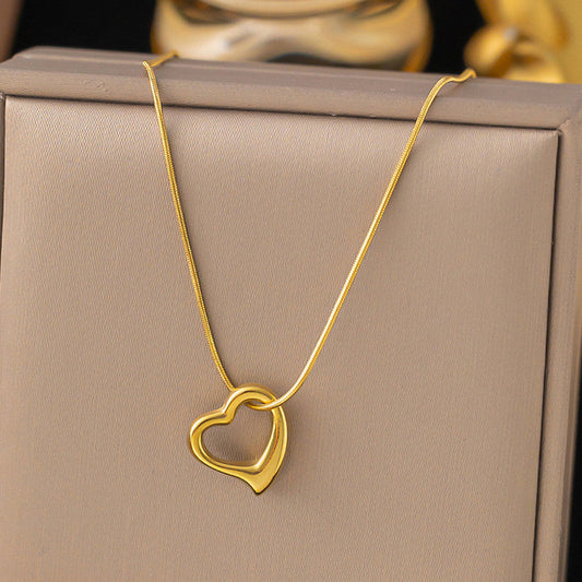 Molten Open Heart Snake Chain Necklace