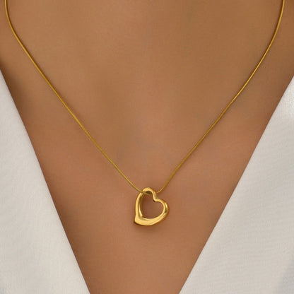 Molten Open Heart Snake Chain Necklace
