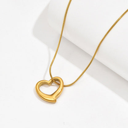 Molten Open Heart Snake Chain Necklace