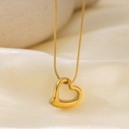 Molten Open Heart Snake Chain Necklace