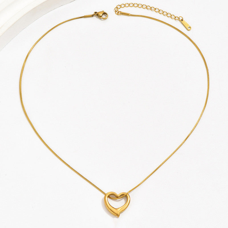 Molten Open Heart Snake Chain Necklace