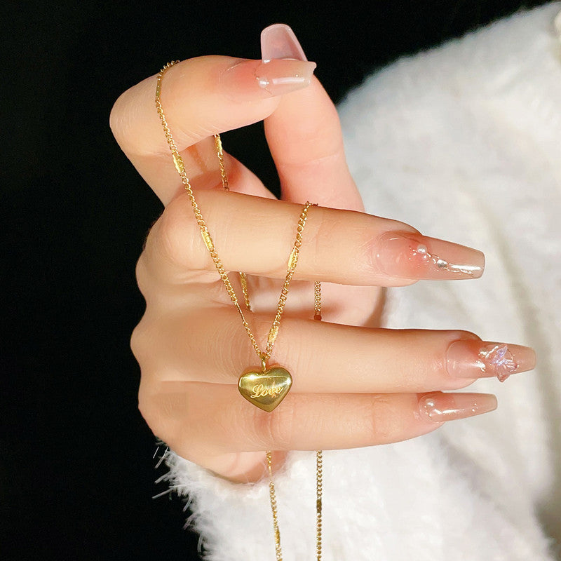 The "Love" Engraved Heart Necklace | 18k Gold Anti-Tarnish Stainless Steel Chain
