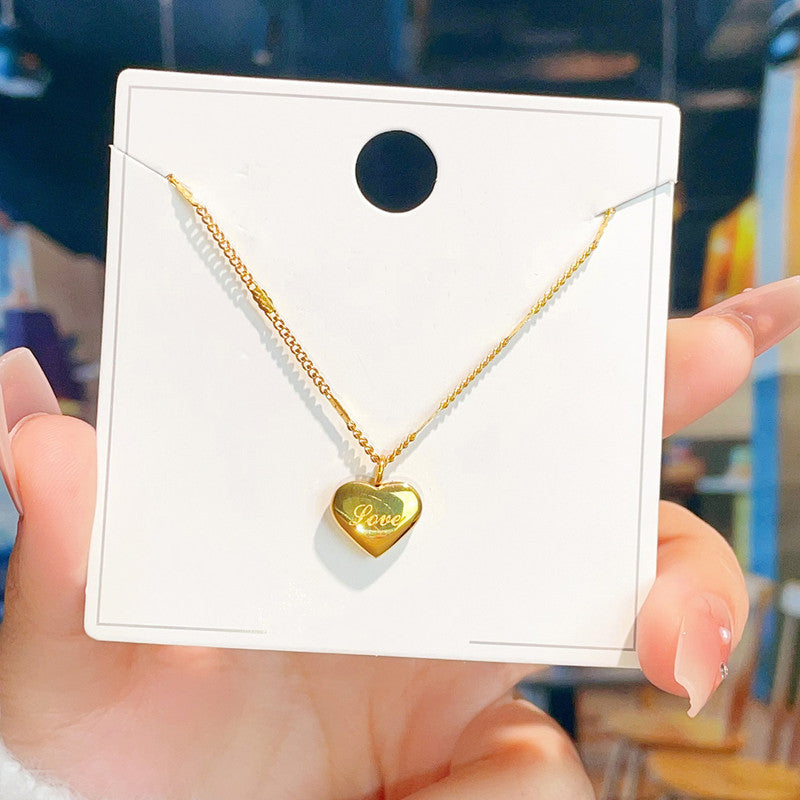 The "Love" Engraved Heart Necklace | 18k Gold Anti-Tarnish Stainless Steel Chain
