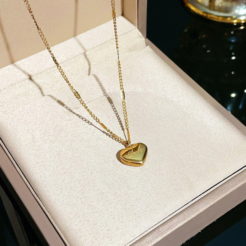 The "Love" Engraved Heart Necklace | 18k Gold Anti-Tarnish Stainless Steel Chain