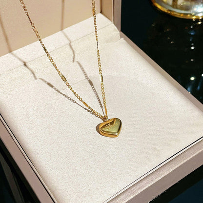 The "Love" Engraved Heart Necklace | 18k Gold Anti-Tarnish Stainless Steel Chain