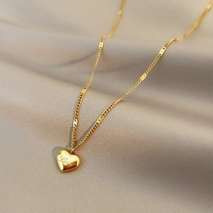 The "Love" Engraved Heart Necklace | 18k Gold Anti-Tarnish Stainless Steel Chain