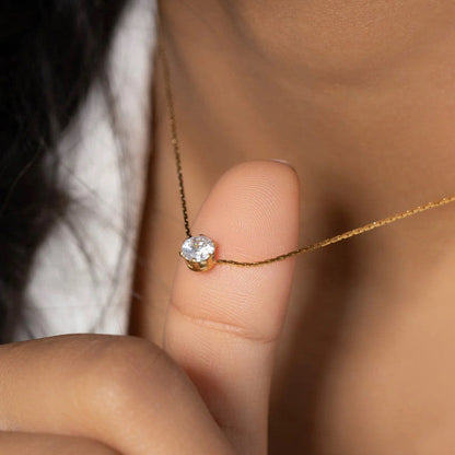 Eternal Solitaire Diamond-Cut Necklace | 18k Gold Anti-Tarnish & Waterproof Chain