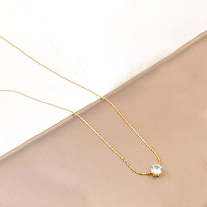 Eternal Solitaire Diamond-Cut Necklace | 18k Gold Anti-Tarnish & Waterproof Chain