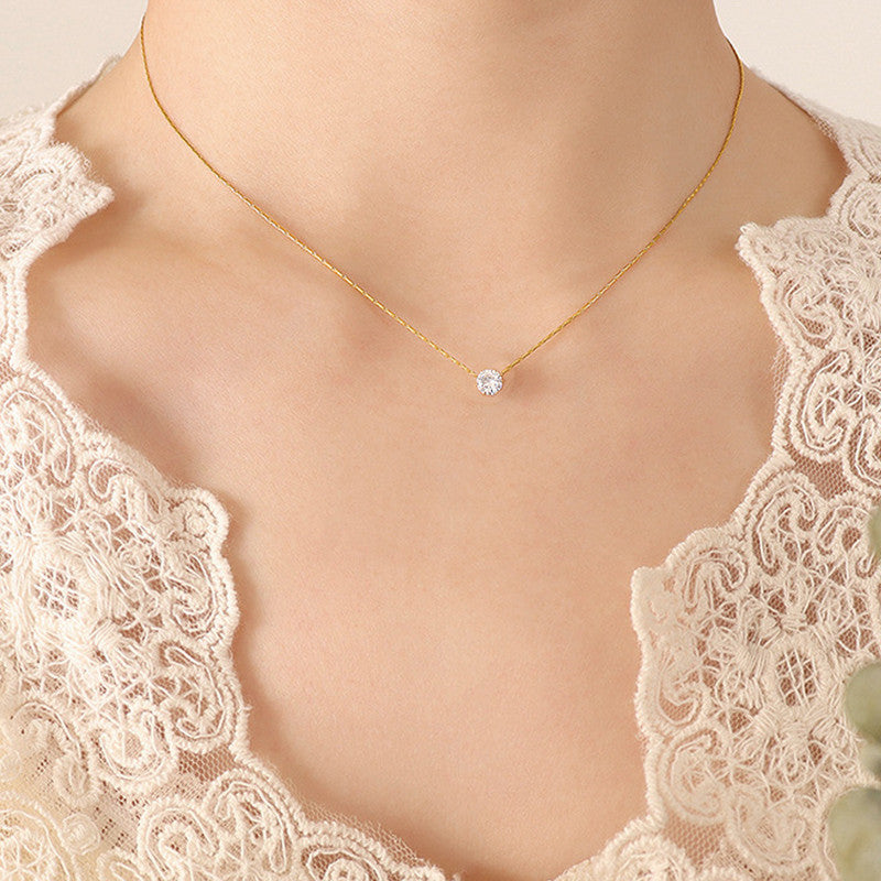 Eternal Solitaire Diamond-Cut Necklace | 18k Gold Anti-Tarnish & Waterproof Chain
