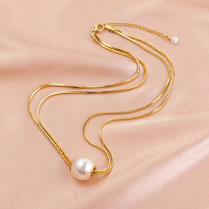 The Atlas Pearl Slider Necklace | 18k Gold PVD Anti-Tarnish Snake Chain