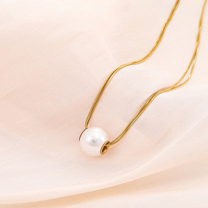 The Atlas Pearl Slider Necklace | 18k Gold PVD Anti-Tarnish Snake Chain