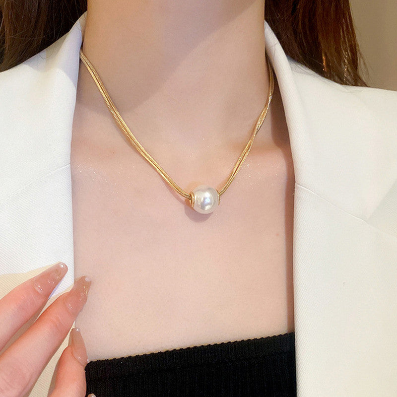 The Atlas Pearl Slider Necklace | 18k Gold PVD Anti-Tarnish Snake Chain