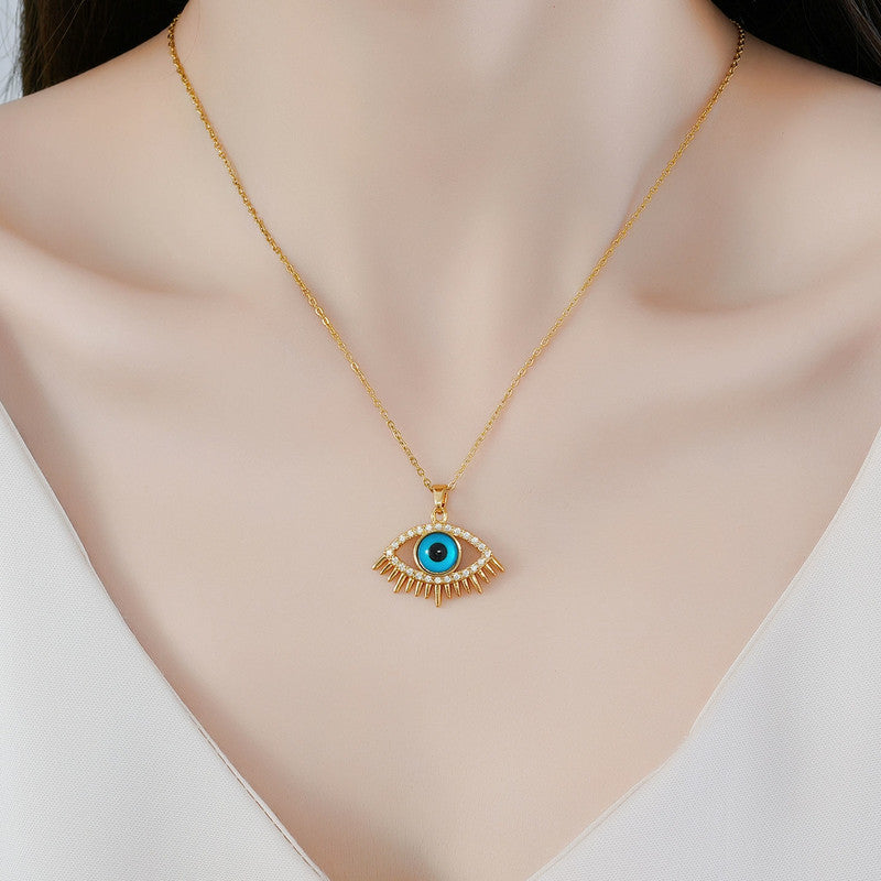 Gold Evil Eye Pendant Necklace
