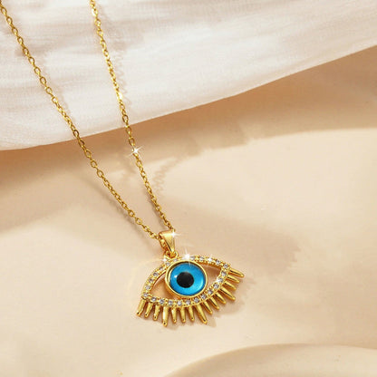 Gold Evil Eye Pendant Necklace