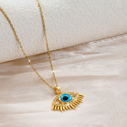 Gold Evil Eye Pendant Necklace