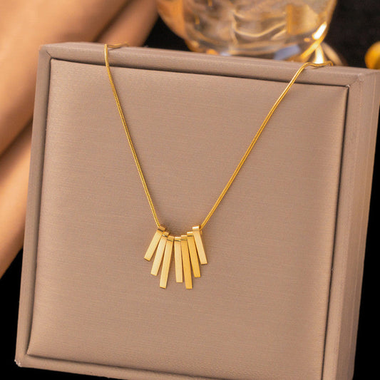 Minimalist Gold Bar Pendant Necklace – Stainless Steel