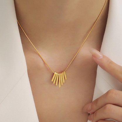 Minimalist Gold Bar Pendant Necklace – Stainless Steel